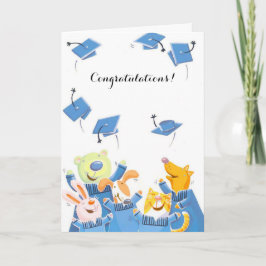 かわいい動物キャップ卒業カスタマイズ可能カード カード