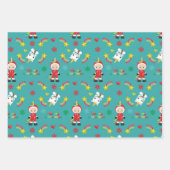 かわいい動物クリスマススターパーフェクトクリスマス ラッピングペーパーシート (正面2)