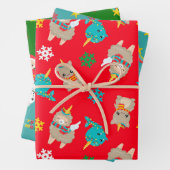かわいい動物クリスマススターパーフェクトクリスマス ラッピングペーパーシート (インサイチュ)