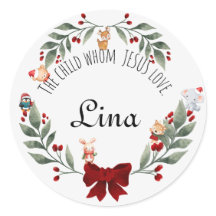 かわいい動物クリスマスプレゼントのシール