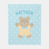 かわいい動物グリズリーベアーキュブキッズあなたの名前を追加 フリースブランケット (正面)