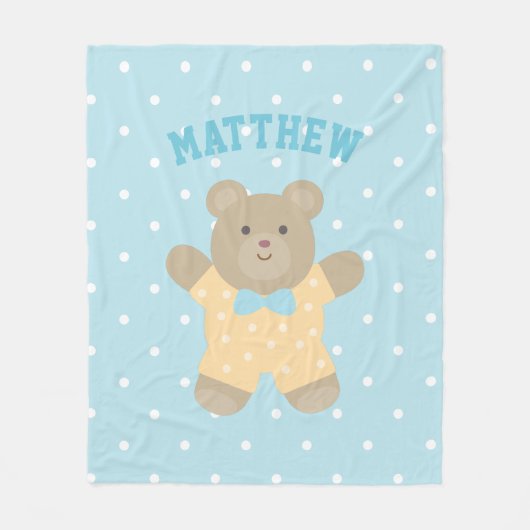 かわいい動物グリズリーベアーキュブキッズあなたの名前を追加 フリースブランケット (正面)