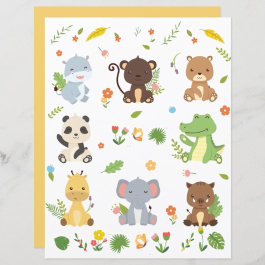 かわいい動物コレクション4スクラップブック作り紙 (正面/裏面)