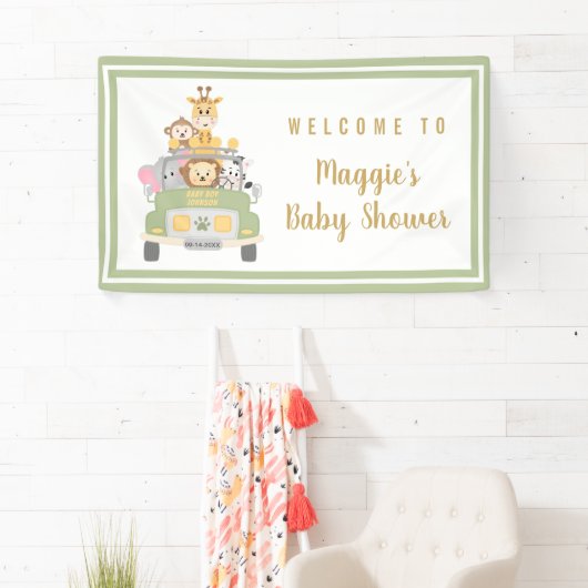 かわいい動物サファリ赤ちゃんシャワーへようこそ 横断幕 (インサイチュ)