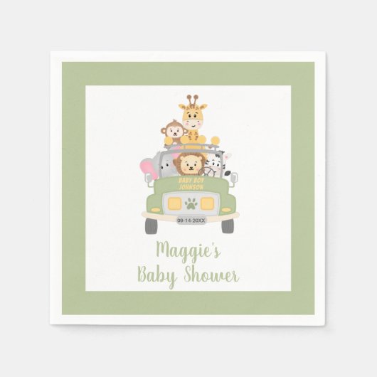 かわいい動物サファリ赤ちゃんシャワー スタンダードカクテルナプキン (正面)