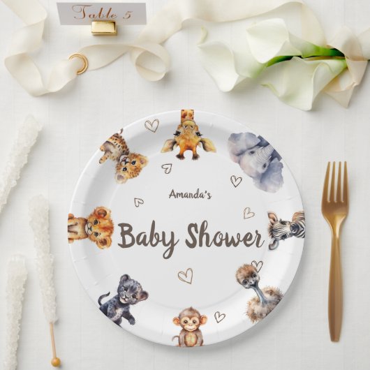 かわいい動物サファリ赤ちゃんシャワー ペーパープレート (ウェディング)
