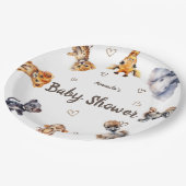 かわいい動物サファリ赤ちゃんシャワー ペーパープレート (アングル)