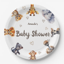 かわいい動物サファリ赤ちゃんシャワー ペーパープレート