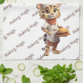 かわいい動物シェフタイガーメイキング魔法 キッチンタオル (折り畳み)