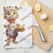 かわいい動物シェフタイガーメイキング魔法 キッチンタオル (四つ折り)