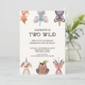 かわいい動物ジェンダーニュートラル誕生日招待状 招待状 (スタンド正面)