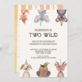 かわいい動物ジェンダーニュートラル誕生日招待状 招待状 (正面/裏面)