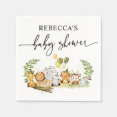 かわいい動物ジャングルパーティーベビーシャワー紙 スタンダードカクテルナプキン (正面)