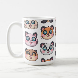 かわいい動物ステッカーシート　愛らしいキャラクター コーヒーマグカップ