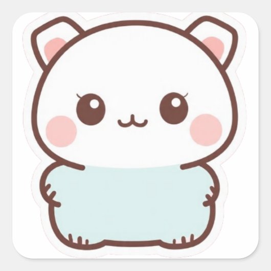 「かわいい動物ステッカー – ちびキャラ」 スクエアシール (正面)