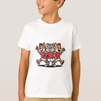 かわいい動物スポーツチームマスコットキャラクターデザイン Tシャツ