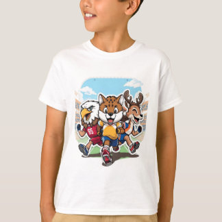 かわいい動物スポーツチームマスコット・キャラクターデザイン Tシャツ