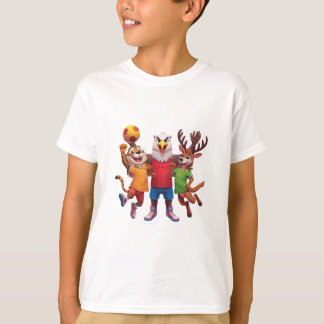 かわいい動物スポーツチームマスコット・キャラクターデザイン Tシャツ