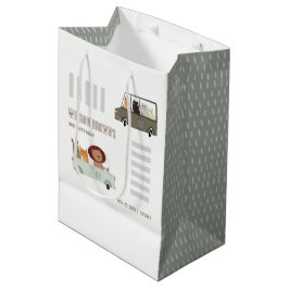 かわいい動物ズインザカーシティロード子供の誕生日 ミディアムペーパーバッグ