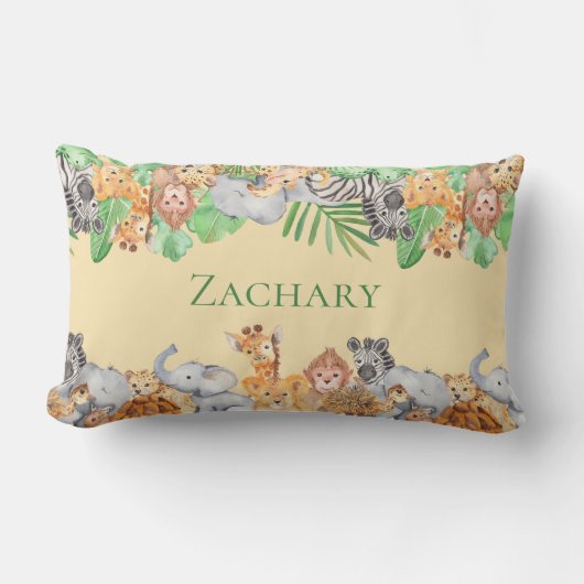 かわいい動物ゼブラキリン象モンキーネーム ランバークッション (正面)