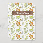 かわいい動物ディナサールかわいいベビーシャワー サンキューカード (正面/裏面)
