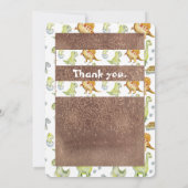 かわいい動物ディナサールかわいいベビーシャワー サンキューカード (裏面)