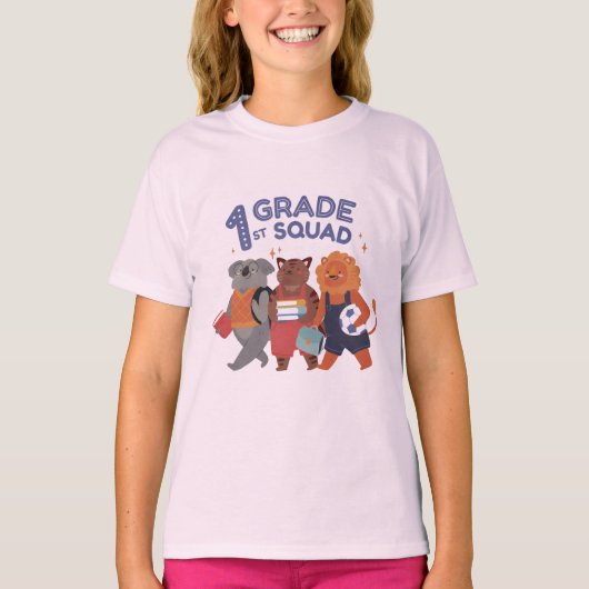 かわいい動物デザインの1年生の仲間 Tシャツ (正面)