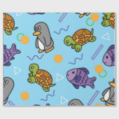 かわいい動物デザインシームレスパターン紙 ラッピングペーパー (フラット)