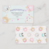 かわいい動物ドーナツおむつラッフルチケット エンクロージャーカード (正面/裏面)