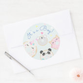 かわいい動物ドーナツ男の子シール ラウンドシール (封筒)