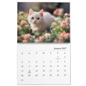 かわいい動物ネコの花デイリー2024年 カレンダー (1月 2027)