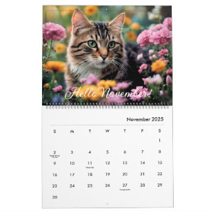 かわいい動物ネコの花デイリー2024年 カレンダー