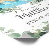 かわいい動物ノアのアークグリーン誕生日へようこそ ポスター (角)