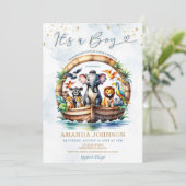 かわいい動物ノアの箱舟の赤ちゃんシャワー 招待状 (スタンド正面)