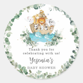 かわいい動物ノアズアークグリーンリー誕生日ベビー ラウンドシール