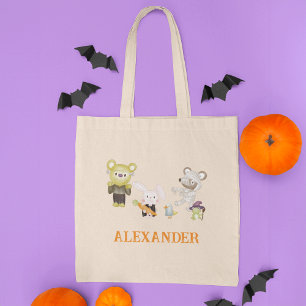 かわいい動物ハロウィーンの子供のトリックまたは治療 トートバッグ