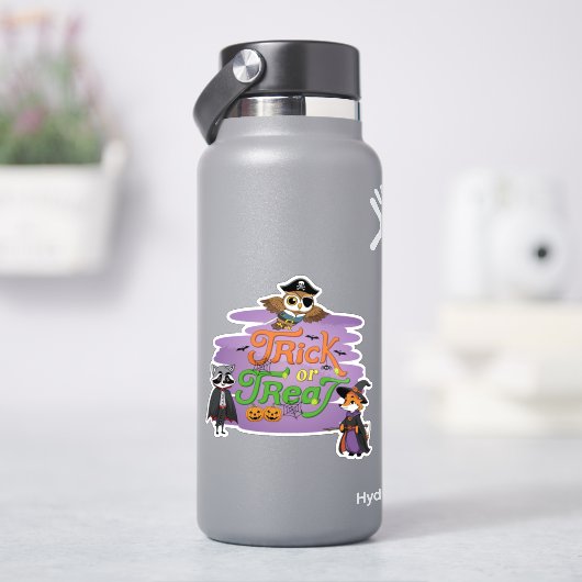 かわいい動物ハロウィーントリックまたはトリートステッカー シール (HydroFlask)