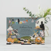 かわいい動物ハローウィンパーティ招待状 招待状 (スタンド正面)