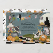 かわいい動物ハローウィンパーティ招待状 招待状 (正面/裏面)