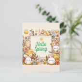 かわいい動物ハロー春ポストクロッシング ポストカード (スタンド正面)