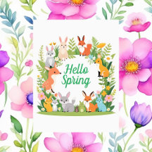 かわいい動物ハロー春ポストクロッシング