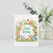 かわいい動物ハロー春ポストクロッシング ポストカード (スタンド正面)