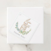 かわいい動物バニーパーソナライズされたグリーンベビーシャワー フェイバータグ (インサイチュ)