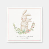 かわいい動物バニーピンクパーソナライズされたの赤ちゃんシャワー スタンダードカクテルナプキン (正面)