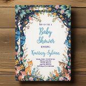 かわいい動物パステルフローラウッドランドベビーシャワー 招待状