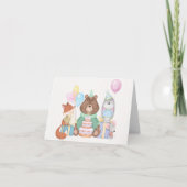 かわいい動物パステル色の誕生日パーティー カード (正面)