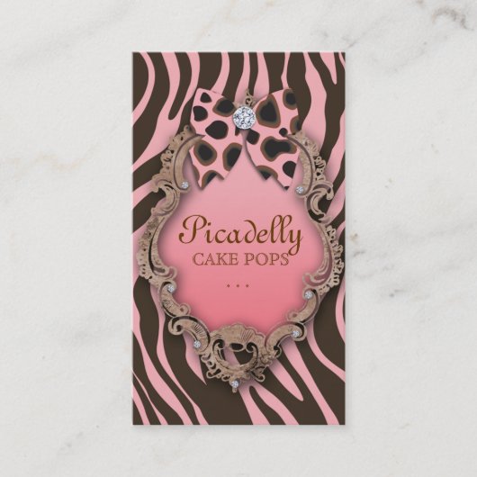 かわいい動物パターン名刺のキリンのシマウマ 名刺 (正面)