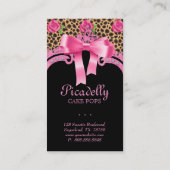 かわいい動物パターン名刺のヒョウは上がりました 名刺 (裏面)