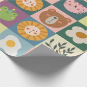 かわいい動物パッチワーク包装紙 ラッピングペーパー (角)