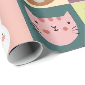 かわいい動物パッチワーク包装紙 ラッピングペーパー (ロールコーナー)